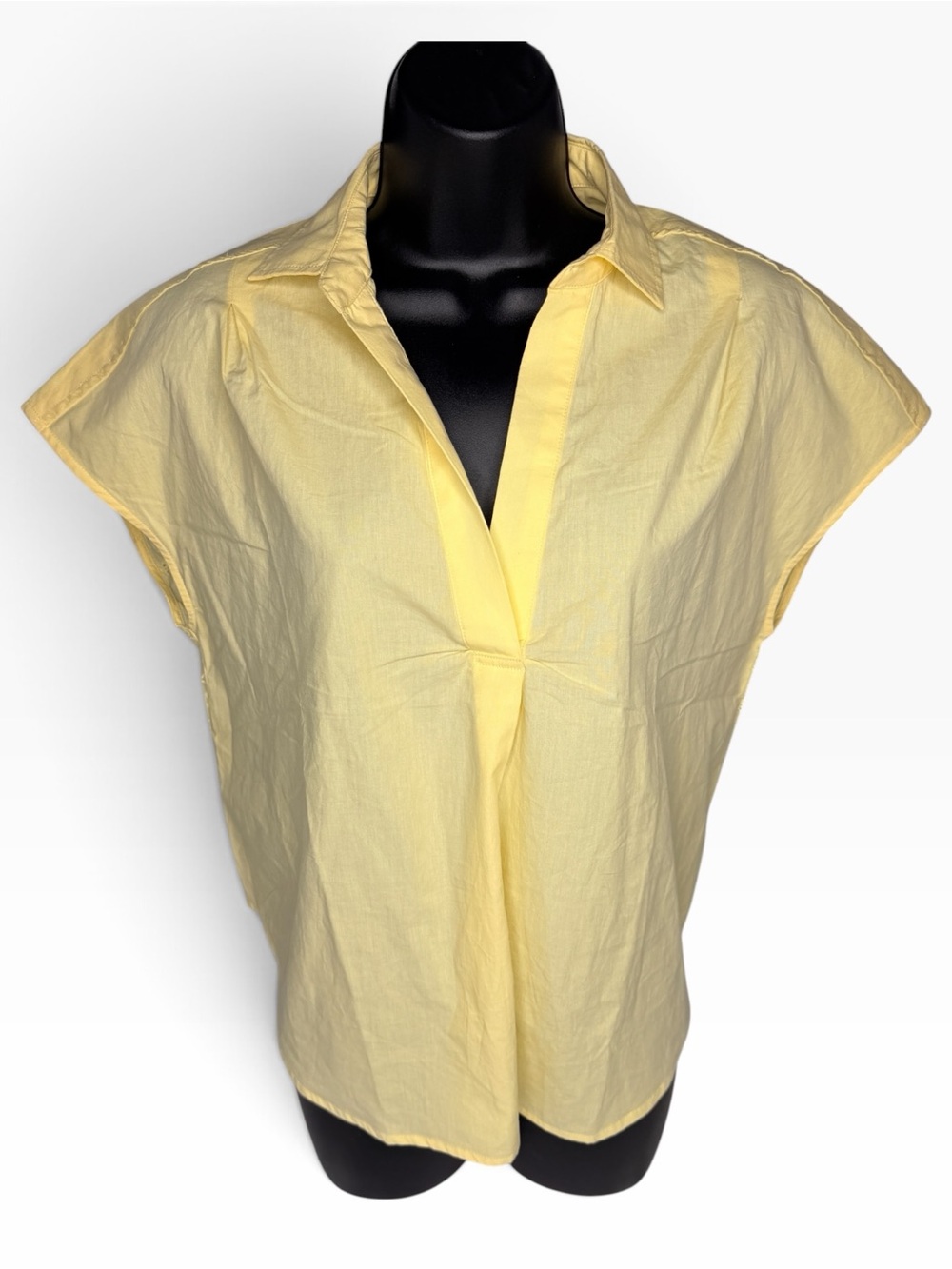 French Connection Butter Yellow Eyelet Back Blouse Top NWT S